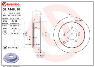 Brembo 08.A446.11 тормозной диск на HYUNDAI SANTA FE I (SM)