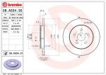 Brembo 08.A534.31 тормозной диск на TOYOTA PRIUS (ZVW3_)