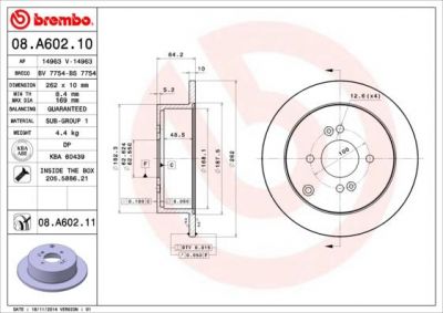 BREMBO Диск тормозной задний KIA RIO 2005- (584111C800, 08.A602.10)