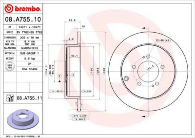 BREMBO Диск тормозной задний Outlander XL (4615A035, 08.A755.10)