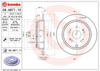BREMBO Диск тормозной Honda CR-V III (RE) 2.0 i 4WD (08.A871.10)