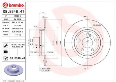 BREMBO Диск тормозной задн, MERCEDES-BENZ: A-CLASS A 220 CDI/A 250 4-matic 12-, B-CLASS B 200 Natural Gas Drive/B 220 CDI/B 250 11-, CLA CLA 180/CLA 200/CLA 220 CDI/CLA 250 (08.B348.41)