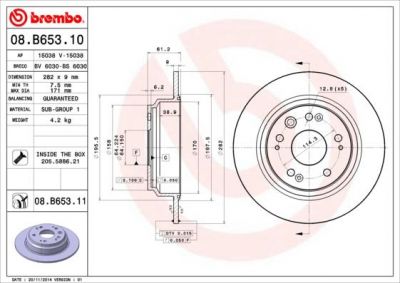 Brembo 08.B653.10 тормозной диск на HONDA ACCORD VII Tourer (CM)