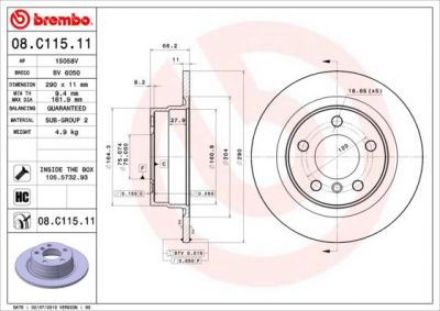 Brembo 08.C115.11 тормозной диск на 1 (F20)
