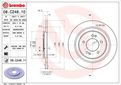 Brembo 08.C248.10 тормозной диск на HYUNDAI i40 CW (VF)