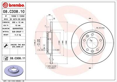 Brembo 08.C308.11 тормозной диск на PEUGEOT 308 SW II