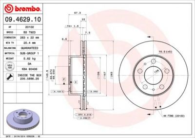 Brembo 09.4629.10 тормозной диск на VOLVO 240 Kombi (P245)