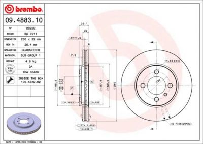 BREMBO Диск тормозной 3 E30 316-325 82-93 передний вент. (561324, 09.4883.10)