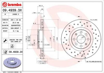 Brembo 09.4939.3X тормозной диск на OPEL CORSA E Van