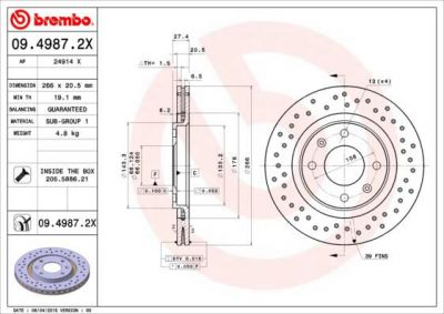 Brembo 09.4987.2X тормозной диск на PEUGEOT PARTNER фургон (5)