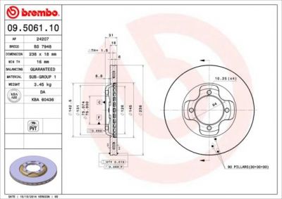 Brembo 09.5061.10 тормозной диск на MAZDA 323 III Hatchback (BF)