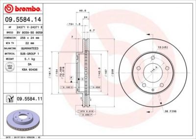 BREMBO Диск торм.пер. вент. 626, MX-6, XEDOS 87-02 3395510 (GA4Y3325X, 09.5584.14)