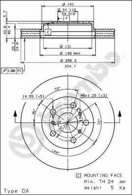 Brembo 09.5712.10 тормозной диск на TOYOTA CELICA Наклонная задняя часть (ST16_, AT16_)