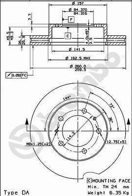 Brembo 09.5932.10 тормозной диск на NISSAN VANETTE автобус (C22)