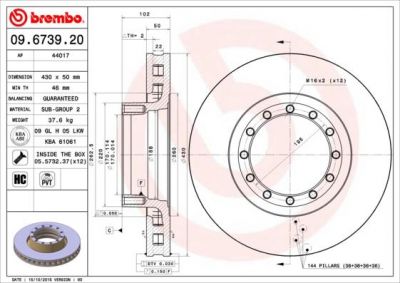 Brembo 09.6739.20 тормозной диск на IVECO EuroTech MP