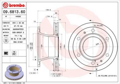 Brembo 09.6813.60 тормозной диск на IVECO EuroCargo