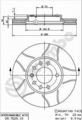 BREMBO Диск тормозной вент. передний OPEL ASTRA H (09/05-) F (562070J, 09.7629.75)