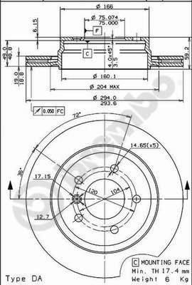 BREMBO Диск тормозной MITSUBISHI CARISMA 00-06/VOLVO S40/V40 передний вент.D=281мм. крашенные (вместо 09.7720.10) (562088J, 09.7720.11)