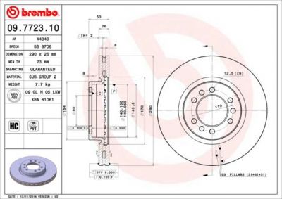 Brembo 09.7723.10 тормозной диск на IVECO DAILY III фургон/универсал