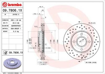 BREMBO Диск перфорированный Brembo Xtra 09.7806.1X (09.7806.1X)