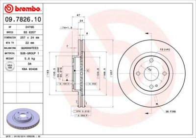 Brembo 09.7826.10 тормозной диск на MAZDA 323 S VI (BJ)