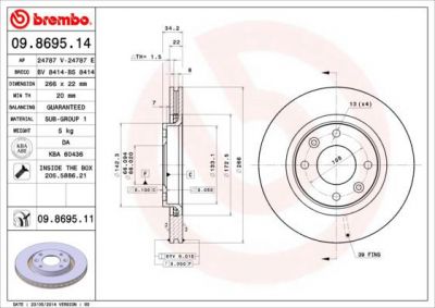 BREMBO Диск тормозной Citroen BERLINGO (MF) 1.4 (4246W1, 09.8695.11)