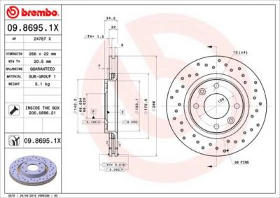 Brembo 09.8695.1X тормозной диск на PEUGEOT PARTNER фургон (5)