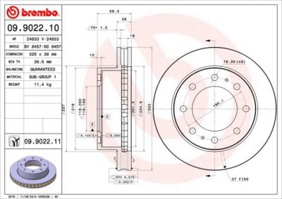 BREMBO Диск тормозной CHEVROLET Suburban 2WD/4WD (99-06) F (18060215, 09.9022.10)