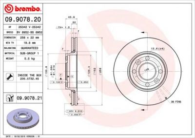 Brembo 09.9078.21 тормозной диск на RENAULT CLIO IV