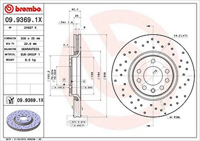 Brembo 09.9369.1X тормозной диск на OPEL CORSA E Van