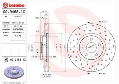 Brembo 09.9468.1X тормозной диск на FORD C-MAX (DM2)