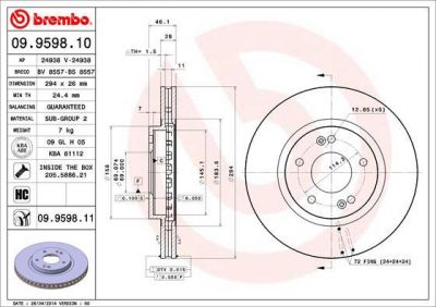 BREMBO Диск торм пер вент SANTA FE 01- (5171226100, 09.9598.10)