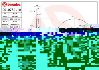 BREMBO Диск тормозной вент. передний IVECO DAILY III Flatbed (2996121, 09.9760.10)