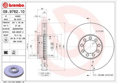 BREMBO Диск тормозной вент. передний IVECO DAILY III Flatbed (2996122, 09.9762.10)