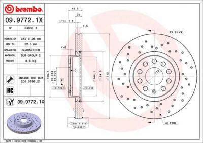 Brembo 09.9772.1X тормозной диск на AUDI TT (8J3)