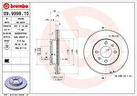 BREMBO Диск тормозной HYUNDAI GETZ 1.1/1.4/1.6 06> передний вент. (517121C000, 09.9998.10)