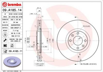 BREMBO Диск тормозной передний Citroen С4 2007-2010 (424986, 09.A185.14)