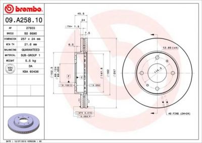 BREMBO Диск тормозной HYUNDAI Coup (51712-38100, 09.A258.10)