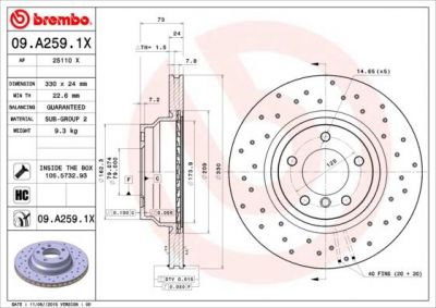 Brembo 09.A259.1X тормозной диск на 1 (E87)