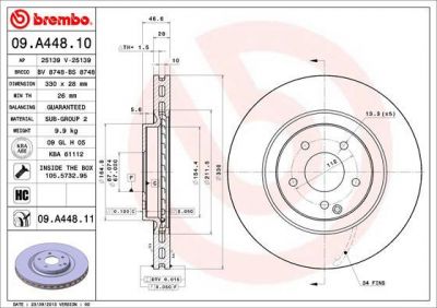 Brembo 09.A448.10 тормозной диск на MERCEDES-BENZ CLK (C209)