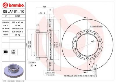 Brembo 09.A461.10 тормозной диск на MAN TGM