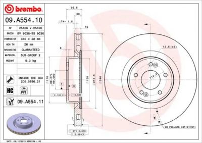 Brembo 09.A554.11 тормозной диск на HYUNDAI GENESIS купе