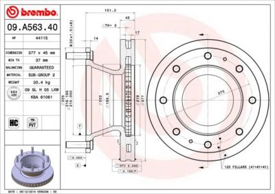 Brembo 09.A563.40 тормозной диск на IVECO EuroCargo