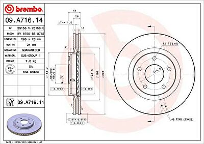 BREMBO Диск тормозной передний вентилируемый NISSAN Qashqai (40206-JD00A, 09.A716.14)