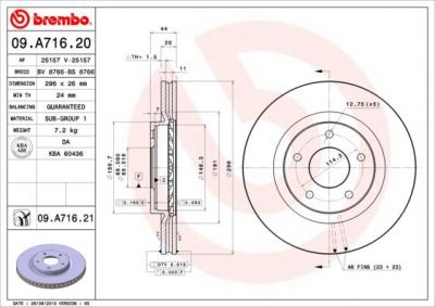 BREMBO Диск тормозной передний X-Trail T31 (40206-JG00A, 09.A716.20)