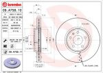 BREMBO Диск тормозной вент. передний AUDI Q5 (8R) ( 8.09->) F (8K0615301A, 09.A758.10)