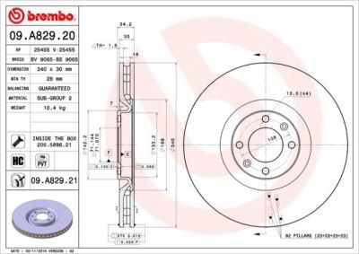 BREMBO 09.A829.20 диск тормозной передний! Peugeot 308 1.6GTi 10> (09.A829.20)