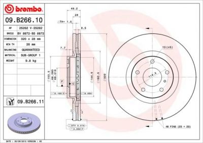 BREMBO Диск тормозной Nissan MURANO (Z50) 3.5 4x4 (09.B266.10)