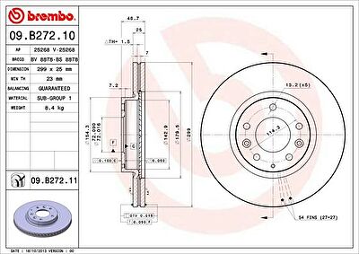 BREMBO Диск тормозной Mazda 6 (GG) 2.5 (G33Y3325X, 09.B272.10)