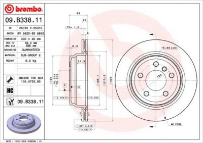 Brembo 09.B338.11 тормозной диск на 4 Gran Coupe (F36)